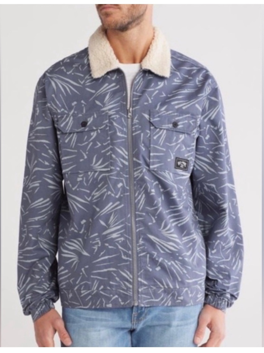 NWT BillaBong Xander Blue Palm Print Jacket Sz S